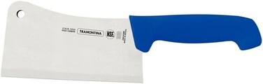 Tramontina Since 1911, Made In Brazil Professional 8 Inches Cleaver Knife With Stainless Steel Blade And Blue Polypropylene Handle With Antimicrobial Protection