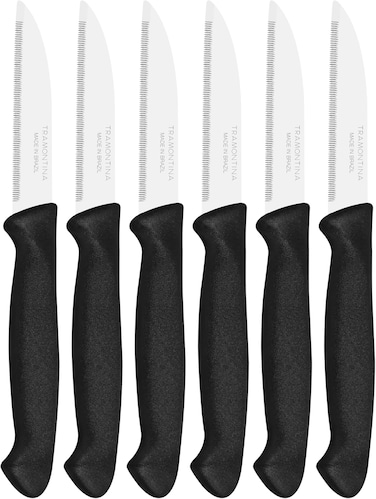 Tramontina Diamant 6-Piece Vegetable Knife Set With Stainless Steel Blades And Polypropylene Handles, Black