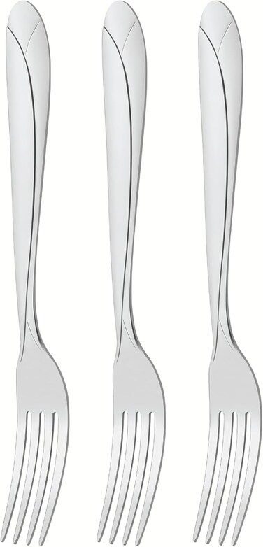Tramontina Since 1911, Made In Brazil Aurora 3 Pieces Stainless Steel Dessert Fork Set With Gloss Finish And Detailing On The Handles