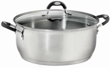 Tramontina Solar Silicon 30cm 8.9L Stainless Steel Shallow Casserole With Tri-Ply Bottom