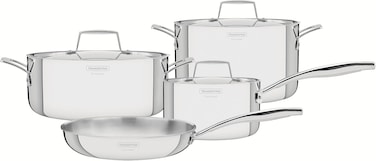 Tramontina Grano 7-piece stainless steel cookware set with tri-ply body, Compatible with all stovetops, including gas, electric, induction, and ceramic 65140126