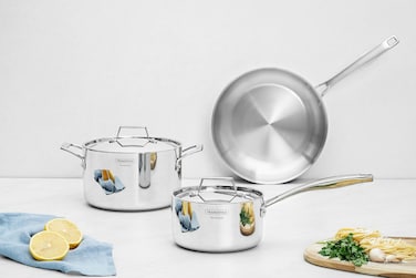 Tramontina Grano Stainless Steel Cookware Set with Triple Body, 5 Pieces Compatible with all stovetops, including gas, electric, induction, and ceramic 65140136