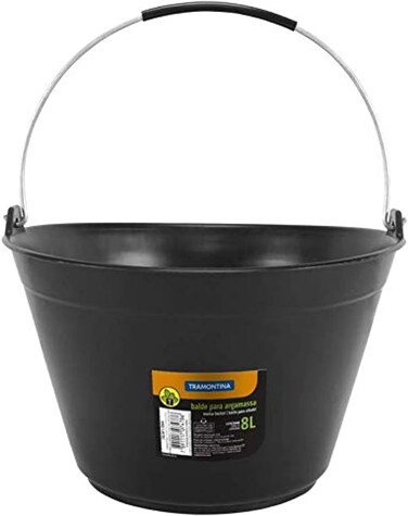 Tramontina Since 1911, Made In Brazil 8L Black Plastic Mortar Bucket