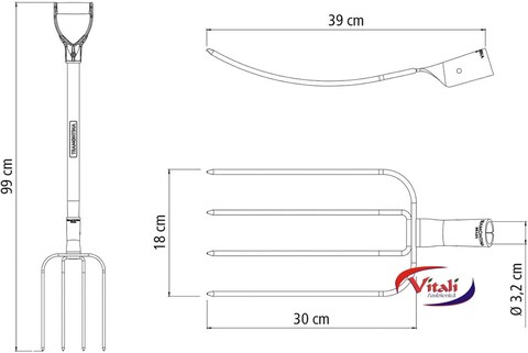 Tramontina 4 Teeth Straight Welded Fork With 71cm Wood Handle