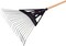 Tramontina 22 Metalic Flat Wire Teeth With Black Polypropylene Garden Leaf Rake And 120cm Varnished-finish Wood Handle