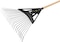 Tramontina 22 Metalic Flat Wire Teeth With Black Polypropylene Garden Leaf Rake And 120cm Varnished-finish Wood Handle