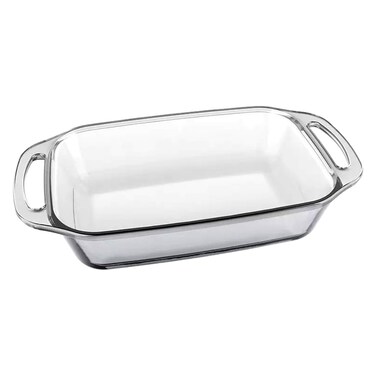 MARINEX Large Rectangular Glass Roaster with Handle 3.5L &ndash; Extra-Large Heat-Resistant Borosilicate Bakeware Dish   Transparent Oven-Safe Roasting &amp; Baking Tray with Easy-Grip Handles