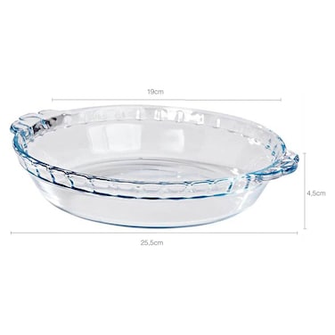 MARINEX Medium Fluted Glass Pie Dish 1.3L &ndash; Durable Heat-Resistant Bakeware   Transparent Oven-Safe