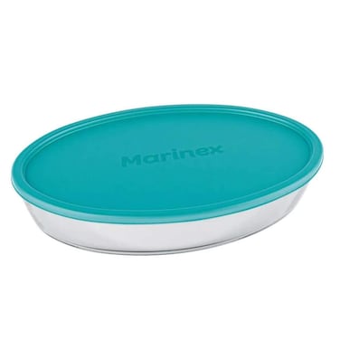 MARINEX Medium Oval Glass Roaster with Plastic Lid 3.2L - Durable Heat-Resistant Bakeware Dish Transparent Oven-Safe Oval Roasting &amp; Baking Dish  Microwave, Freezer &amp; Dishwasher Safe