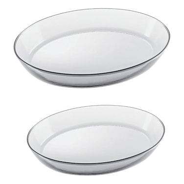 MARINEX Glass 2-Piece Oval Roaster Set (2.4L + 3.2L) Heat-Resistant Borosilicate Bakeware Dishes Transparent Oven
