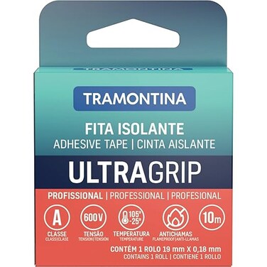 Tramontina Since 1911, Made In Brazil 0.18X19Mm 10M Black Flame Retardant Electrical Tape Class A