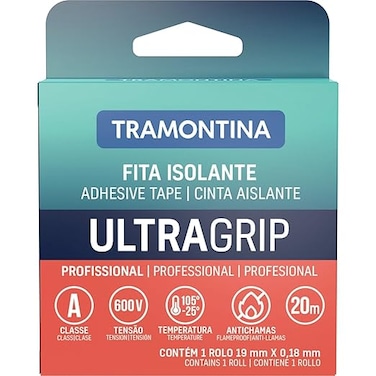Tramontina Since 1911, Made In Brazil 0.18X19Mm 20M Black Flame Retardant Electrical Tape Class A