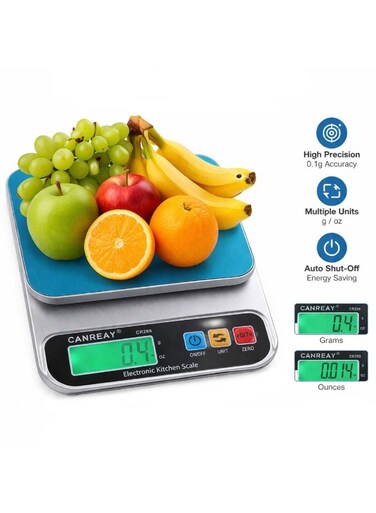 Digital Kitchen Scale 10kg Food Weighing Scale, High Precision Electronic Weight Machine, Battery Operated (AAA), LCD Display, Gram &amp; Ounce Measurement, Tare Function, Plastic Body, Cooking, Baking Diet Scale (Multi-colour)