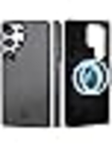 MONOCARBON Real Carbon Fiber case for Samsung Galaxy S25 ULTRA cover [MagSafe Compatible] Military Grade - Matte Black