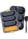 Hamburger Bun Mold,Set of 3 Silicone Baguette Pan with Spatula Nonstick 4 Wave Baguette Baking Tray 6 Cup Hamburger Bun Mold Bread Pans for Homemade Bread Loaf Sandwich