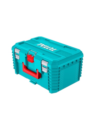 19" Stackable Deep Tool Box with Foam Insert, Turquoise, 480x320x248mm, Polypropylene Storage Case, Compatible with Rolling Board and Hand Truck, Model TPBXS103