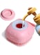 Dog Bath Brush, Pet Massage Brush Shampoo Dispenser, Soft Silicone Brush Rubber Bristle for Dogs and Cats Shower Grooming (Color : Pink)