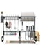 Lixada Over the Sink Stainless Steel Dish Rack Dish Drainer Drying Dryer Rack Holder with Draining Board Chopsticks Holder for Kitchenware