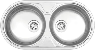Tramontina Luna Duo 2C 36 BS Stainless Steel Bowl With Satin Finish For Top Mount Or Undermount, 84X44cm
