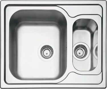 Tramontina Since 1911, Made In Brazil Marea 62X50Cm Stainless Steel Satin Finish Single Inset Sink With Extra Half-Bowl, Valve, And Drainer