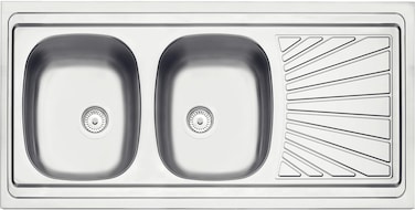 Tramontina Since 1911, Made In Brazil Stella 120X60Cm 2C 34 Plus Stainless Steel Lay-On Sink With Drainer