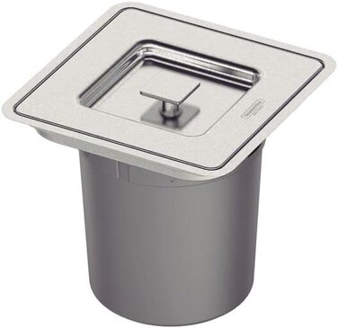 Tramontina Since 1911, Made In Brazil Clean Square Stainless Steel Inset Trash Bin With 5Liter Plastic Bucket