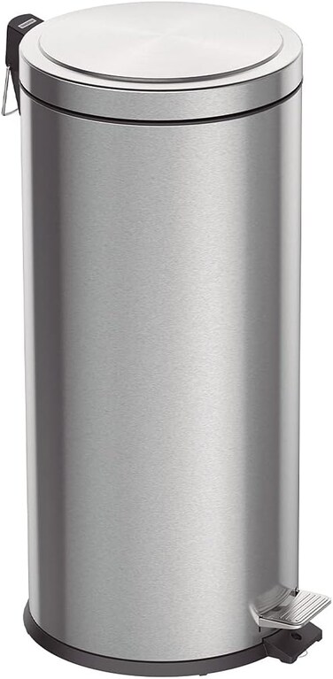 Tramontina Since 1911, Made In Brazil Brasil Plus 30 Liter Stainless Steel Pedal Trash Bin With A Scotch Brite Finish Soft Close And Removable Internal Bucket