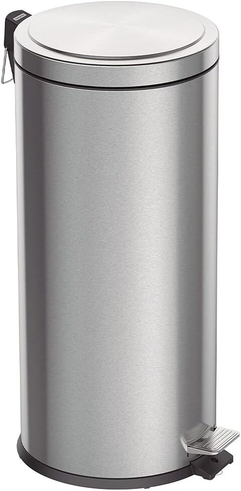 Tramontina Since 1911, Made In Brazil Brasil Plus 30 Liter Stainless Steel Pedal Trash Bin With A Scotch Brite Finish Soft Close And Removable Internal Bucket