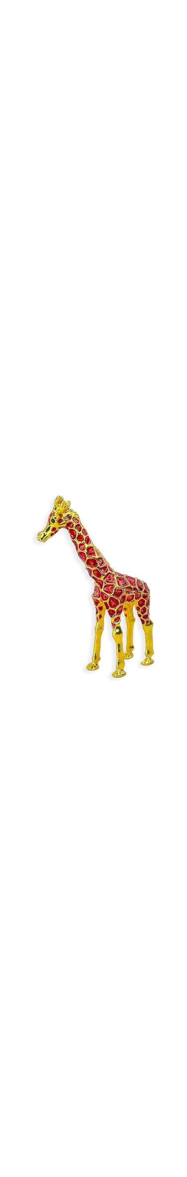 Giraffe trinket Jewelry box Figurine Crystal Enameled Home Decor Table Decor Sourvenir Festival Gift Hand Painted Enameled Classic Ornaments Metal Craft (Red)