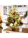 Pomefar Mini Christmas Tree, 45CM Desktop Christmas Tree with Hanging Decorations and Lights, DIY Artificial Pine Tree for Office Home Decors