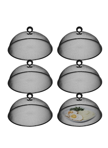 6 Pcs Metal Mesh Food Cover 11 Inch Outdoor Mesh Food Tents Dome Screen Plate Covers for Dinner Plates Reusable Fruit Fly Nets Picnic Food Umbrella for Table, Bbq, Camping, Party