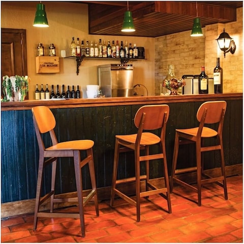 Tramontina London High Stool In Almond-Colored Brazilian Tauari Wood
