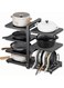 Angju Pots and Pans Organizer under Cabinet, Cutting Board Pot Lid Storage Rack with 7 Adjustable Tiers and 10 Storage Units, Pan Holder under Sink, 25% Thicker Kitchen Metal Heavy Duty Pan Organizer