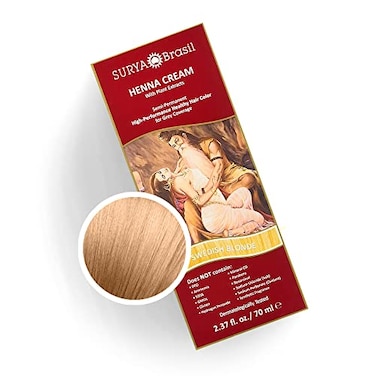 Surya Brasil - Henna Cream Hair Color Treatment, Semi Permanent Hair Color For Gray Hair Coverage, Natural Henna Hair Color, Deep Conditioning Hair Dye, Swedish Blonde, 2.37 Oz / 70ml