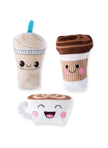 Fringe Studio Coffee 3pcs Dog Toy Set - BROWN&amp;WHITE/ 5X3.5