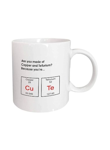 Periodic Table Printed Ceramic Mug White/Black/Red