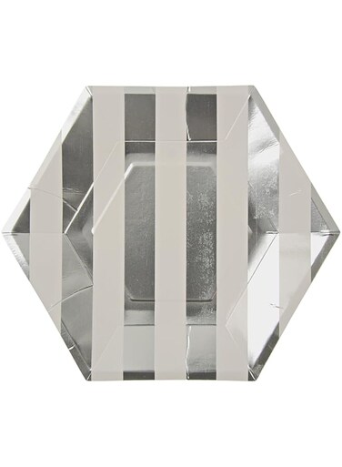 Meri Meri Silver Stripe Plates (large)