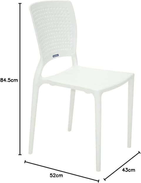 Tramontina Since 1911, Made In Brazil Safira White Polypropylene And Fiberglass Chair