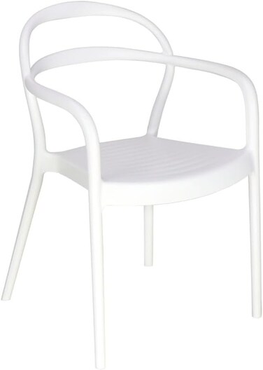 Tramontina Since 1911, Made In Brazil Sissi White Polypropylene And Fiberglass Chair With Armrests