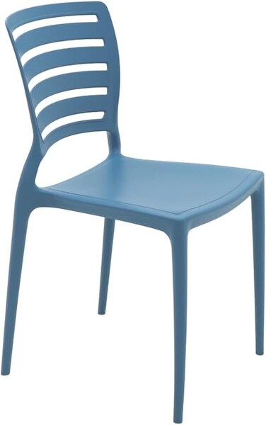 Tramontina Since 1911, Made In Brazil Sofia Blue Polypropylene And Fiberglass Horizontal Slat Chair