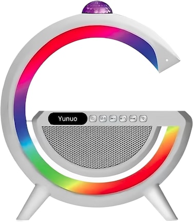 Yunuo Bluetooth Speaker &ndash; Portable Wireless Speaker with 256 RGB Light Modes, 15W Wireless Charger, Alarm Clock, and Lamp Design &ndash; High-Quality Soundcore Speaker for Home, Office, and Travel