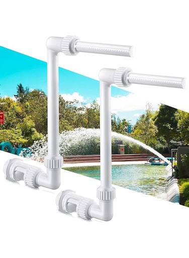 Pool Waterfall Spray Pool Fountain Water Fun Sprinklers Swimming Pond Fountain Outdoor Pool Accessories Adjustable Pool Aerator Fits Most 1.5" Inground Above Ground Backyard Decor (Single End) 2 Pcs