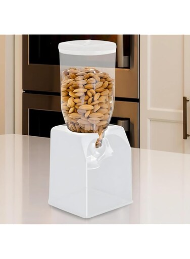 FEELINGS Single Cereal Dispenser, 3L, White   Dry Food &amp; Candy Dispenser   Countertop Cereal Organizer (19x16.5x38 cm)