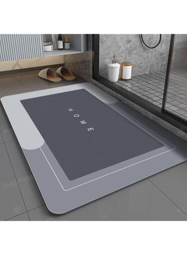 Khazna Diatom Bath Mats,Anti-Slip Bathroom Floor Mats and Quick Dry Bath Rug,Super Absorbent Bathtub Mat with Non-Slip,Thickened,Soft, Easier Clean Carpet, Blue Rectangle (60 x 40 cm, Grey)