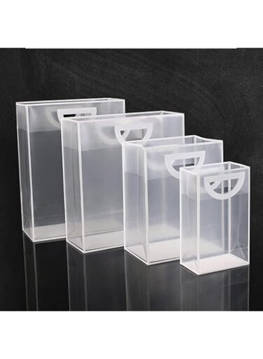 Red Dot Gift&reg; 10-Pack PVC Transparent &amp; White Border Handbag For Baking Packaging,Shopping Gift Plastic Bag (10, 4# Big (H36*30 * 13cm))