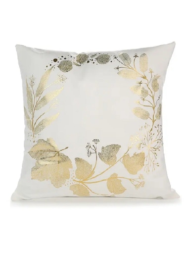 Cushion Covers 18x18 inch for Home Decor Hot Stamping Sofa Cushion Pillow Cover (Floral White and Golden)
