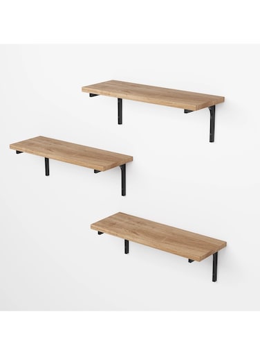 floating shelf, rustic wood wall decoration storage shelf, 3 sets of wall mounted shelves for bathroom decoration, bedroom, living room and plants