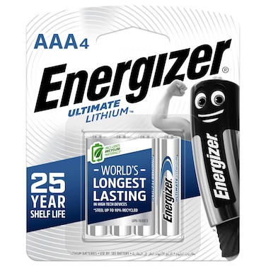 Energizer Ultimate AAA Lithium Batteries 1.5V (92BP)  Pack of 4
