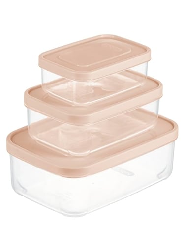 Inochi Food Storage Container Set 3pcs (500-1000-2000ML) Store and Preserve Food, Pack Lunch, Kitchen Organizer Freezer, Microwave &amp; Dishwasher Safe Reusable Food Storage-Milky Orange