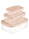 Inochi Food Storage Container Set 3pcs (500-1000-2000ML) Store and Preserve Food, Pack Lunch, Kitchen Organizer Freezer, Microwave &amp; Dishwasher Safe Reusable Food Storage-Milky Orange